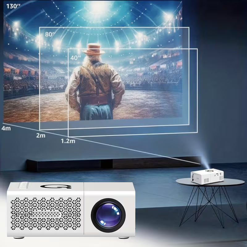 Portable Mini White Projector 1080P Full HD, USB/AV/SD/Laptop Compatible